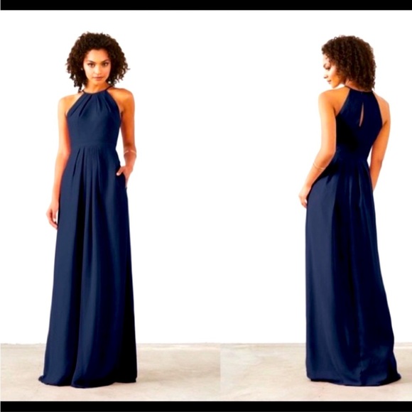Weddington Way Dresses & Skirts - Weddington Way Isabelle Bridesmaid Dress Maxi Chiffron Halter Navy Blue 10